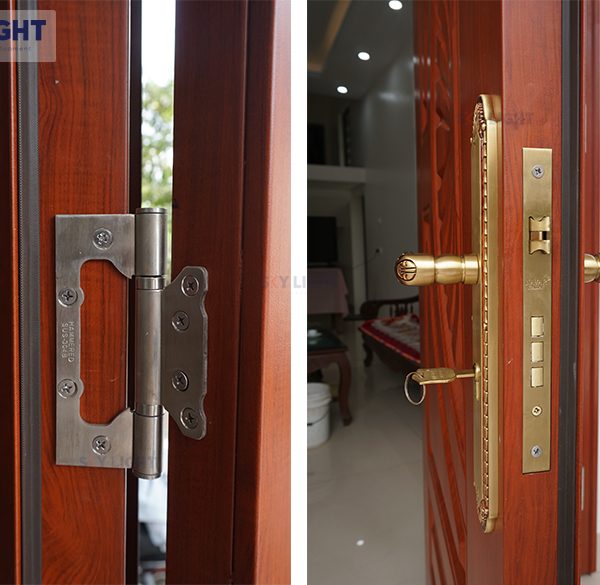 Phụ kiện cửa thép vân gỗ 3 cánh