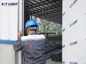 Thi công lắp đặt cửa chống cháy 2 cánh Sky Light