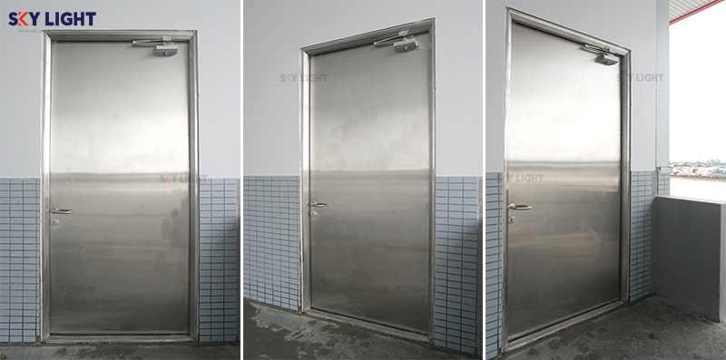 Cận cảnh cửa inox chống cháy 1 cánh Sky Light