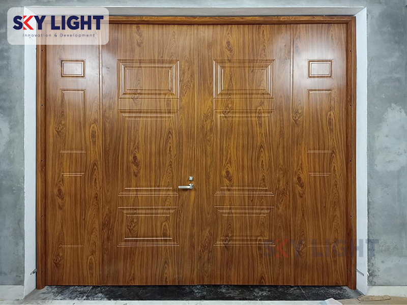 Cửa thép vân gỗ dân dụng 4 cánh Sky Light