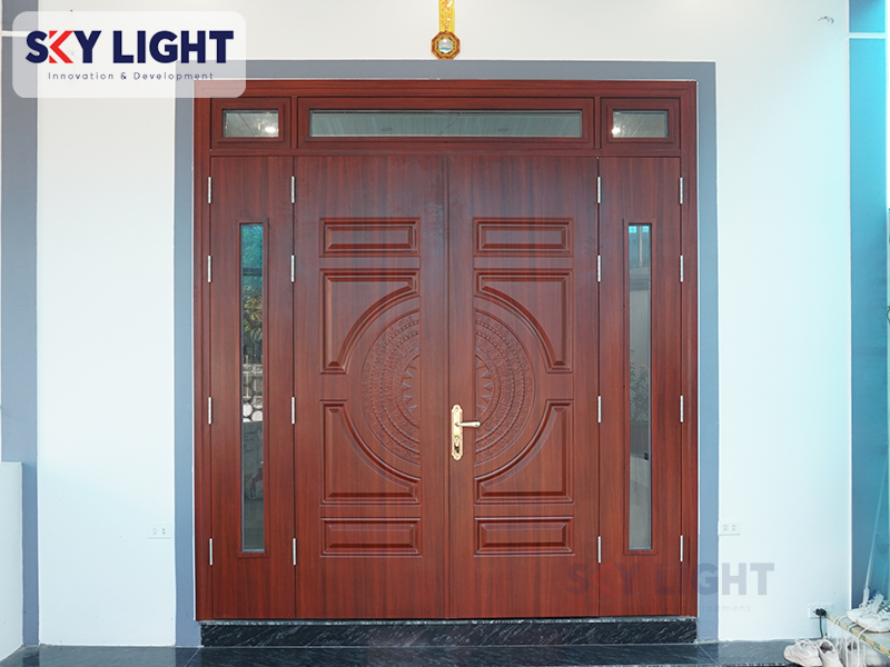 mẫu cửa thép vân gỗ được ưa chuộng tại Sky Light