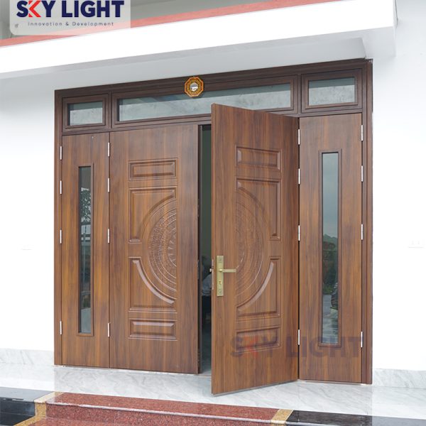 cửa thép giả gỗ dân dụng sky light