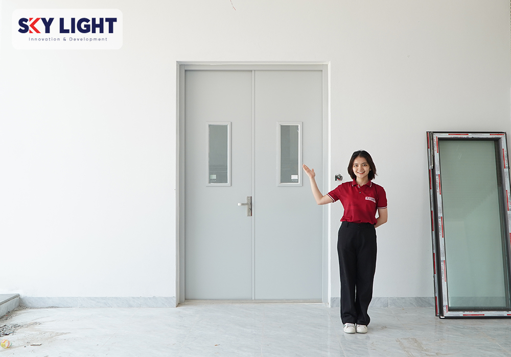 sky light sản xuất cung cấp và lắp đặt cửa chống cháy tại điện biên
