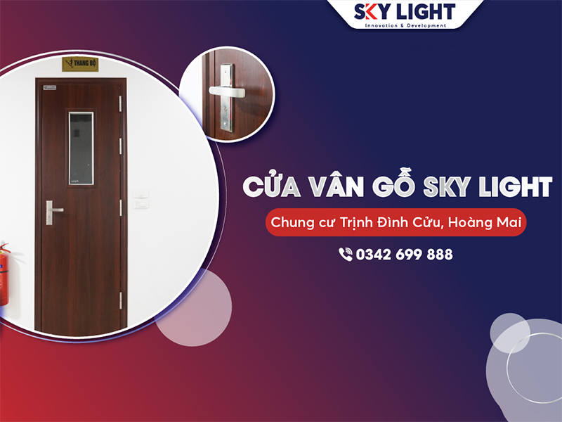 cửa thép chống cháy vân gỗ sky light tại chung cư mini trịnh đình cửu