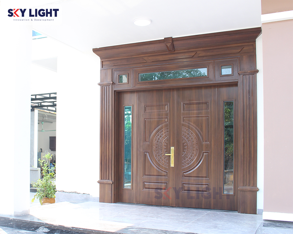 cửa thép vân gỗ sky light