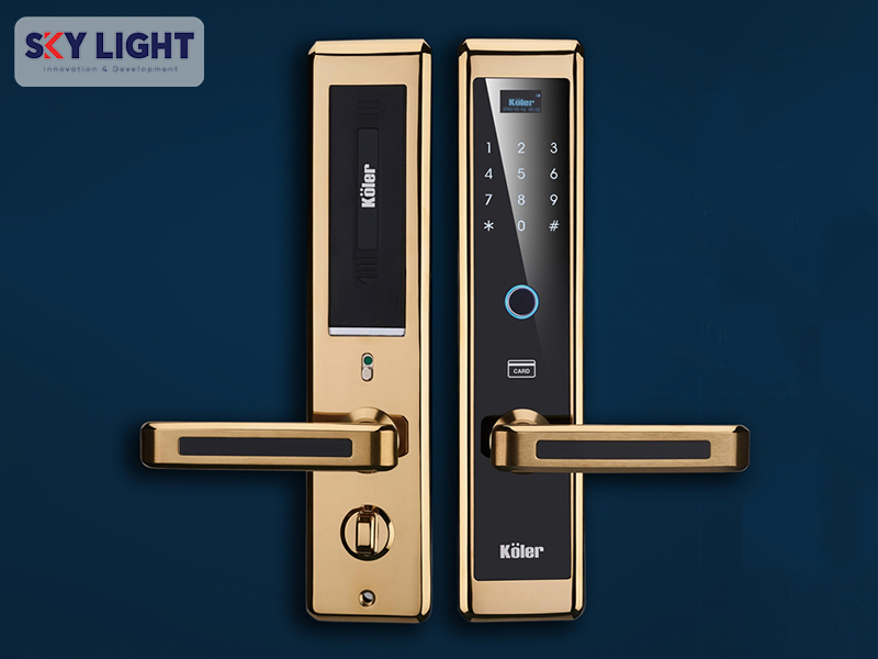 khóa điện tử cửa thép sky light