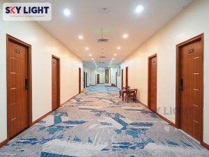 mẫu cửa thép vân gỗ chung cư mini tại sky light