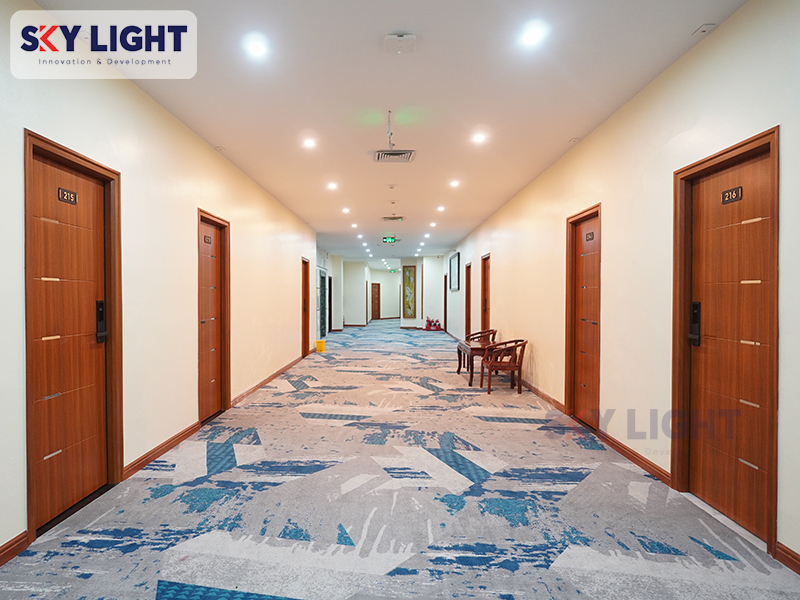 mẫu cửa thép vân gỗ chung cư mini tại sky light